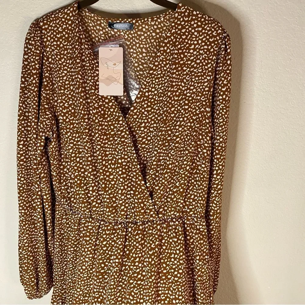 Maroon NWT Tiered Patterned Dress Sz L